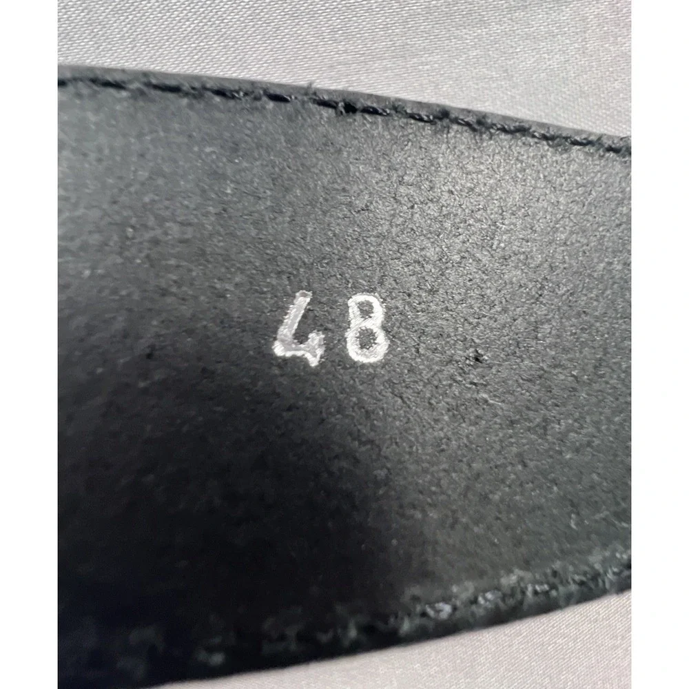 Bullhide Thick Sturdy Mens Black Leather Belt Size 48 Silver Buckle Made in USA
